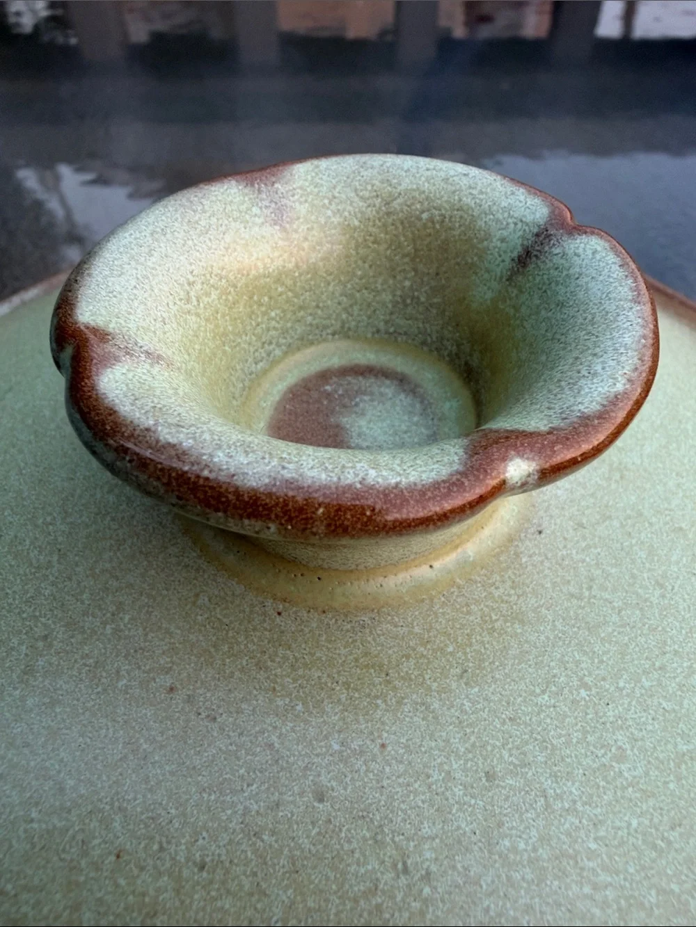Frankoma Green and Brown Lidded Serving Bowl
